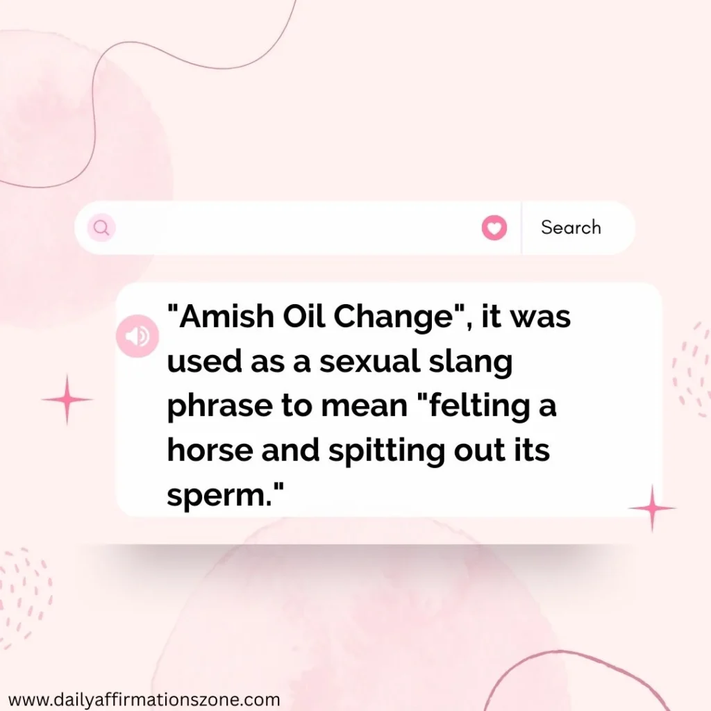 Amish Oil Change meaning